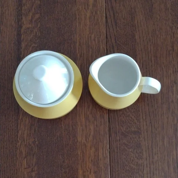 Vintage Mikasa Cera-Stone Sandra Creamer Sugar Bowl Set b540 - Picture 2 of 5